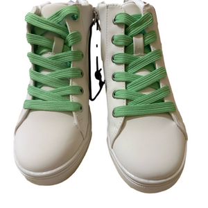 Kids High-Top Sneakers in White and Green